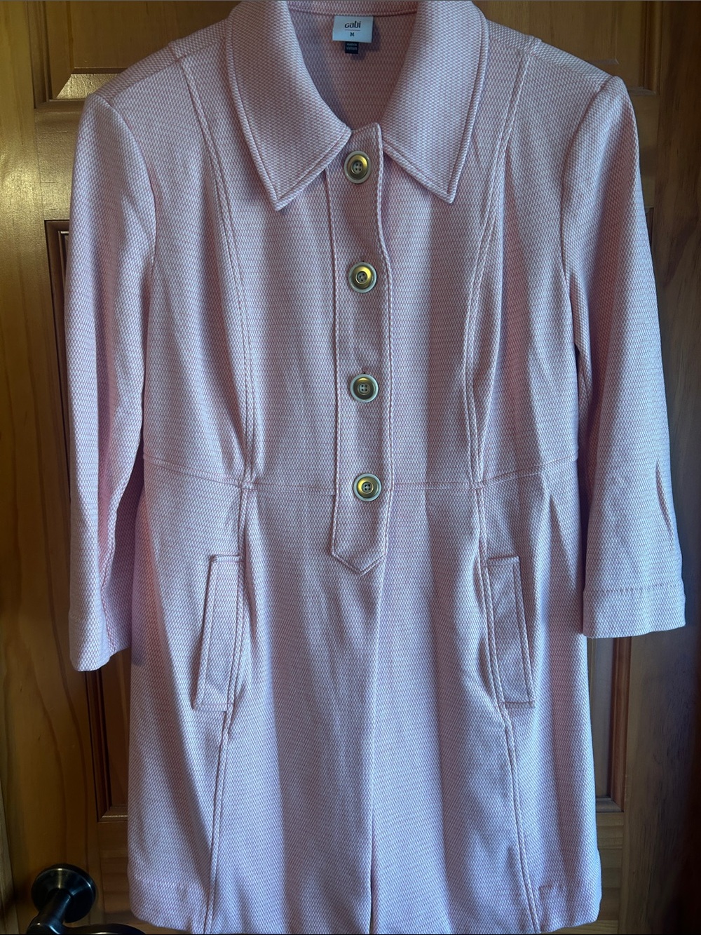 CAbi Take 5 Topper Light Pink Button-Front Trench Coat Style #6023